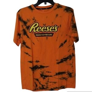 Reese's peanut butter cup tie dyed Orange Black Yellow T-shirt Sz 16